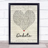 Stereophonics Dakota Script Heart Song Lyric Quote Print