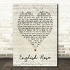 English Rose Paul Weller Script Heart Song Lyric Quote Print
