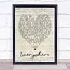 Everywhere Fleetwood Mac Script Heart Quote Song Lyric Print