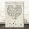 I Won't Give Up Jason Mraz Script Heart Song Lyric Quote Print