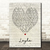 Layla Eric Clapton Script Heart Song Lyric Quote Print
