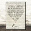 Run Leona Lewis Script Heart Song Lyric Quote Print
