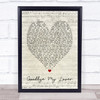 Goodbye My Lover James Blunt Script Heart Quote Song Lyric Print