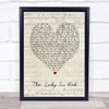The Lady In Red Chris De Burgh Script Heart Song Lyric Quote Print