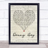 Celtic Woman Danny Boy Script Heart Song Lyric Quote Print
