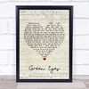 Coldplay Green Eyes Script Heart Song Lyric Quote Print