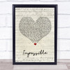 Daniel Merriweather Impossible Script Heart Song Lyric Quote Print