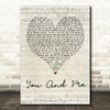 Dave Matthews Band You And Me Script Heart Song Lyric Quote Print