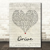 Incubus Drive Script Heart Song Lyric Quote Print