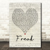 Lana Del Rey Freak Script Heart Song Lyric Quote Print