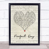 Lou Reed Perfect Day Script Heart Song Lyric Quote Print