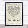Olly Murs Dear Darlin' Script Heart Song Lyric Quote Print