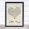 One Direction Little Things Script Heart Song Lyric Quote Print