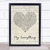 Owl City My Everything Script Heart Song Lyric Quote Print