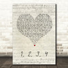 Plain White T's 1, 2, 3, 4 Script Heart Song Lyric Quote Print