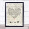 Prince Damn U Script Heart Song Lyric Quote Print