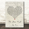Queen The Show Must Go On Script Heart Song Lyric Quote Print