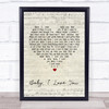 Ramones Baby I Love You Script Heart Song Lyric Quote Print