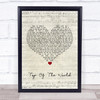 The Carpenters Top Of The World Script Heart Song Lyric Quote Print