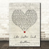 The Drifters Like Sister And Brother Script Heart Song Lyric Quote Print