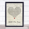 Thompson Twins Hold Me Now Script Heart Song Lyric Quote Print