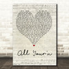 Tyler Childers All Your'n Script Heart Song Lyric Quote Print