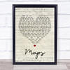 Yeah Yeah Yeahs Maps Script Heart Song Lyric Quote Print