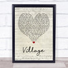 Cam Village Script Heart Quote Song Lyric Print