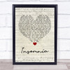Faithless Insomnia Script Heart Quote Song Lyric Print