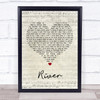 Joni Mitchell River Script Heart Song Lyric Print