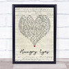 Patrick Swayze Hungry Eyes Script Heart Quote Song Lyric Print