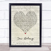 Rachel Platten You Belong Script Heart Quote Song Lyric Print