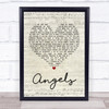 Robbie Williams Angels Script Heart Quote Song Lyric Print
