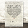 Spice Girls Mama Script Heart Quote Song Lyric Print