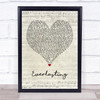 Take That Everlasting Script Heart Quote Song Lyric Print