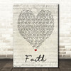 George Michael Faith Script Heart Song Lyric Quote Print