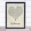 Amy Winehouse Valerie Script Heart Song Lyric Print