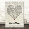 Ariana Grande Breathin Script Heart Song Lyric Print