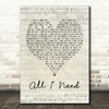 AWOLNATION All I Need Script Heart Song Lyric Print