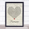 Chris Brown Forever Script Heart Song Lyric Print