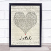Disclosure Latch Script Heart Song Lyric Print