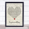 Jess Glynne Insecurities Script Heart Song Lyric Print