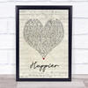 Marshmello & Bastille Happier Script Heart Song Lyric Print