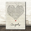 The xx Angels Script Heart Song Lyric Print