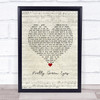 Ultrabeat Pretty Green Eyes Script Heart Song Lyric Print