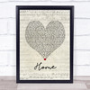 Blue October Home Script Heart Song Lyric Print