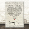 Coldplay Everglow Script Heart Song Lyric Print