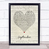 Earth Wind and Fire September Script Heart Song Lyric Print