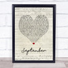 Earth, Wind & Fire September Script Heart Song Lyric Print