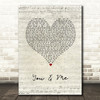 James TW You & Me Script Heart Song Lyric Print
